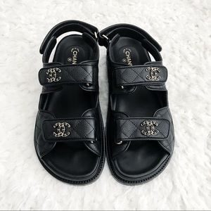 authentic chanel calfskin dad sandals